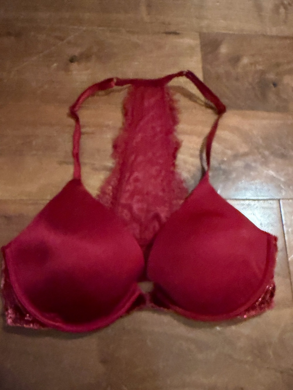 Victoria's Secret Red Lace Racerback Front Clasp Bra